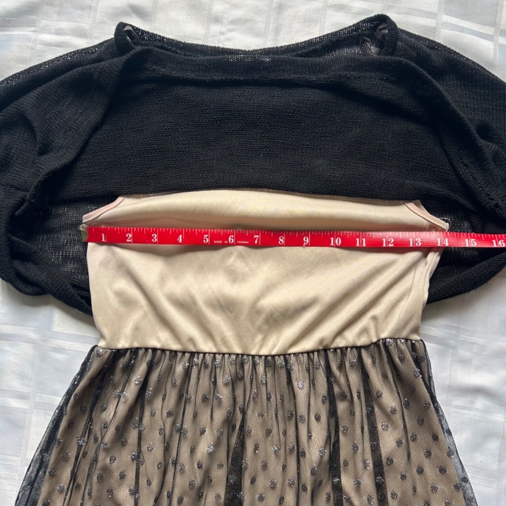 LUSH Black & Nude Dress with Metallic Polkadot Details - Picture 6 of 13